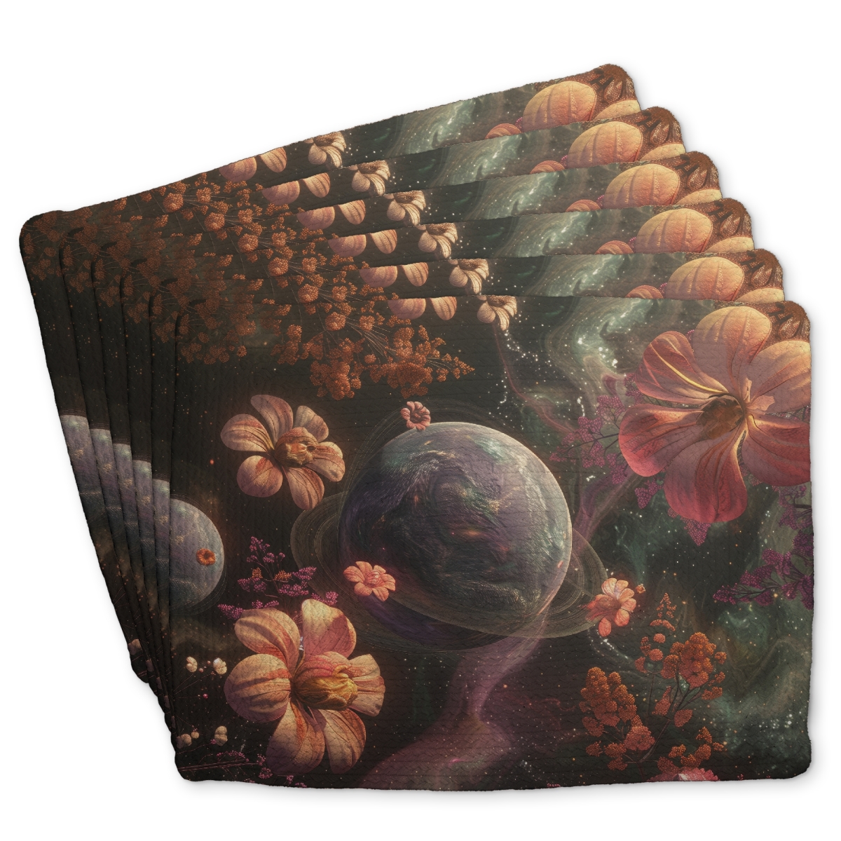 Picture of Conscious Sales C6BP1418A0N7WS Flower Space Braided Polyester Placemat for Home Decor - 14 x 18 in.