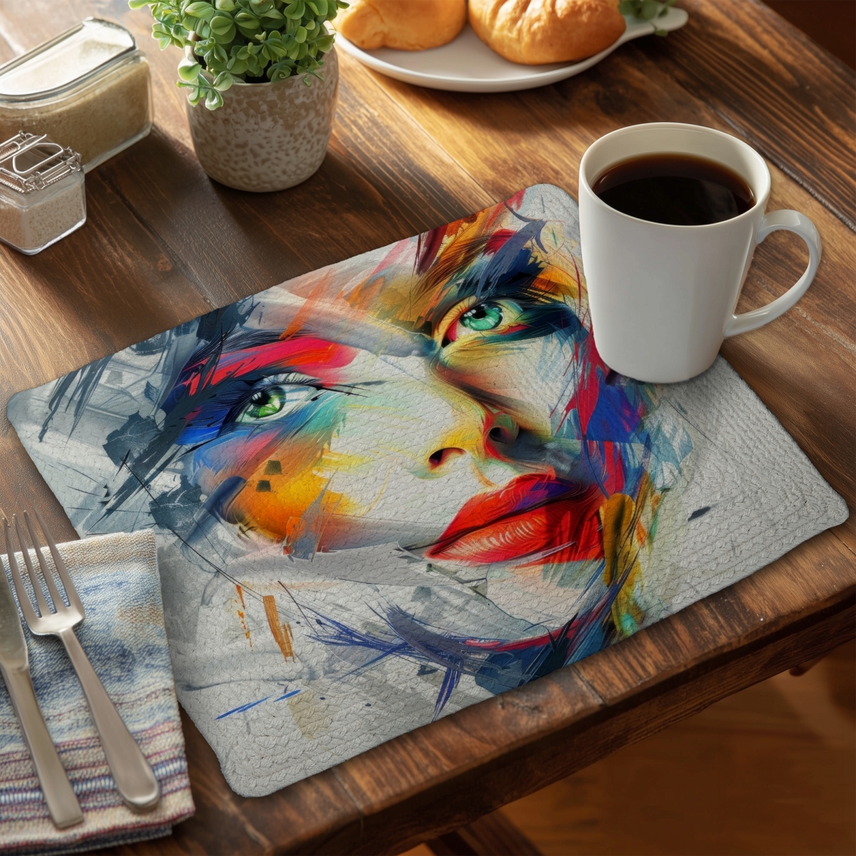 Picture of Conscious Sales C6BP1418ARB3EH 14 x 18 in. Abstract Look Braided Polyester Placemat - Home Decor Accent