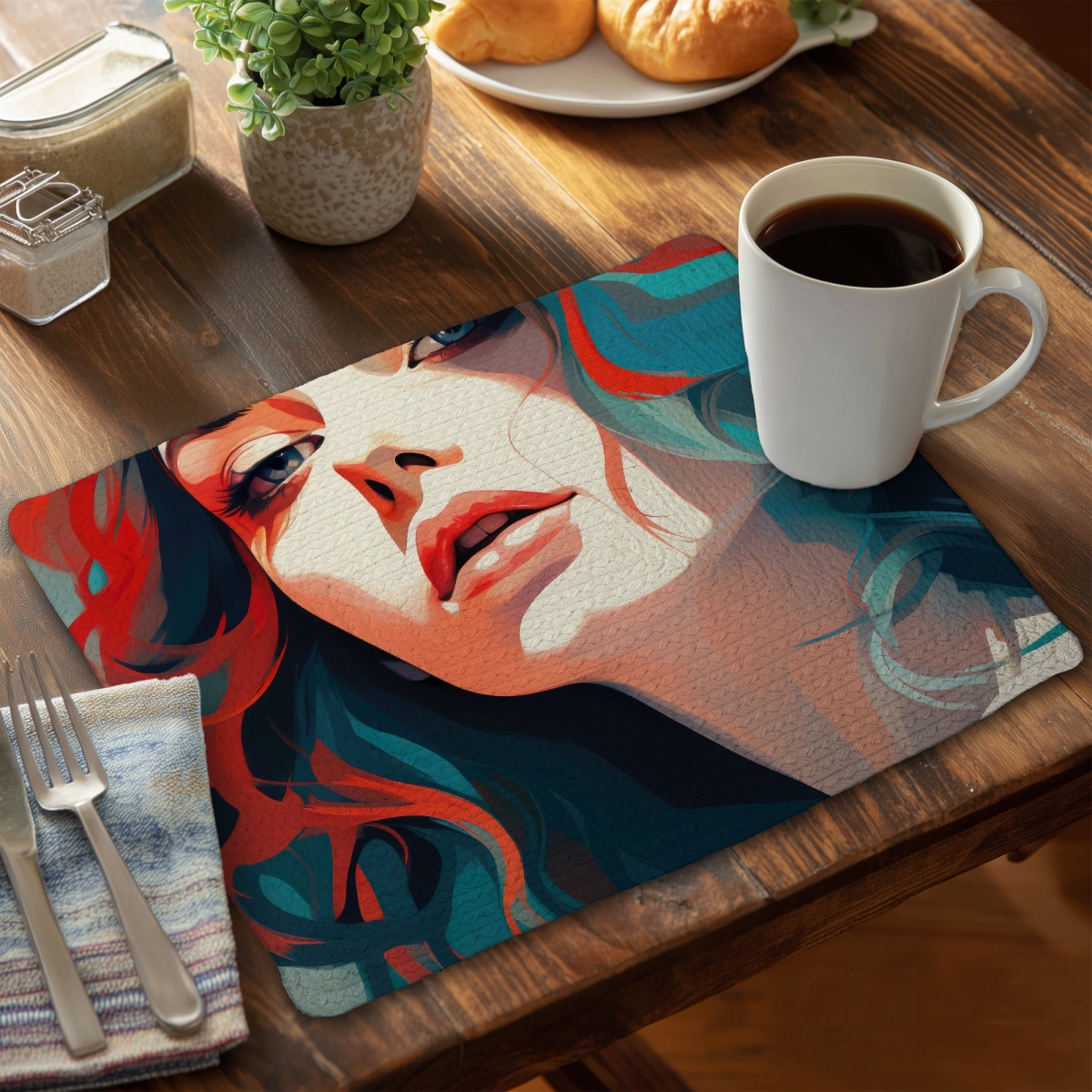 Picture of Conscious Sales C6BP1418E7TAXY 14 x 18 in. Dangerous Lips - Braided Polyester Placemat for Home Decor