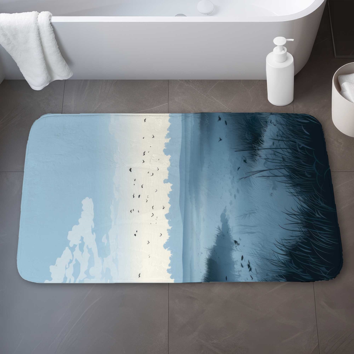 C1BM2134AWTQ70 21 x 34 in. Evening Marsh White Bath Mat - Elegant Home Decor Accessory