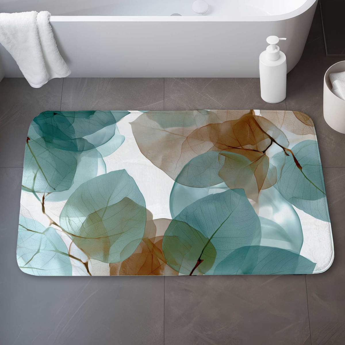 C1BM2134LB4E16 21 x 34 in. Translucent Leaves Bath Mat - Brown Home Decor Accent