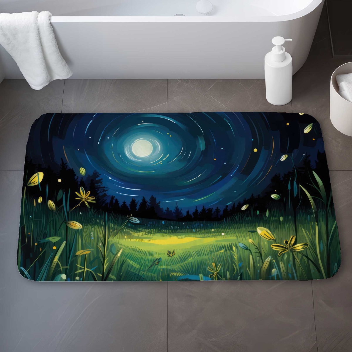 C1BM2134NVGIBP 21 x 34 in. Between Grass Blades Black Bath Mat - Stylish Home Decor