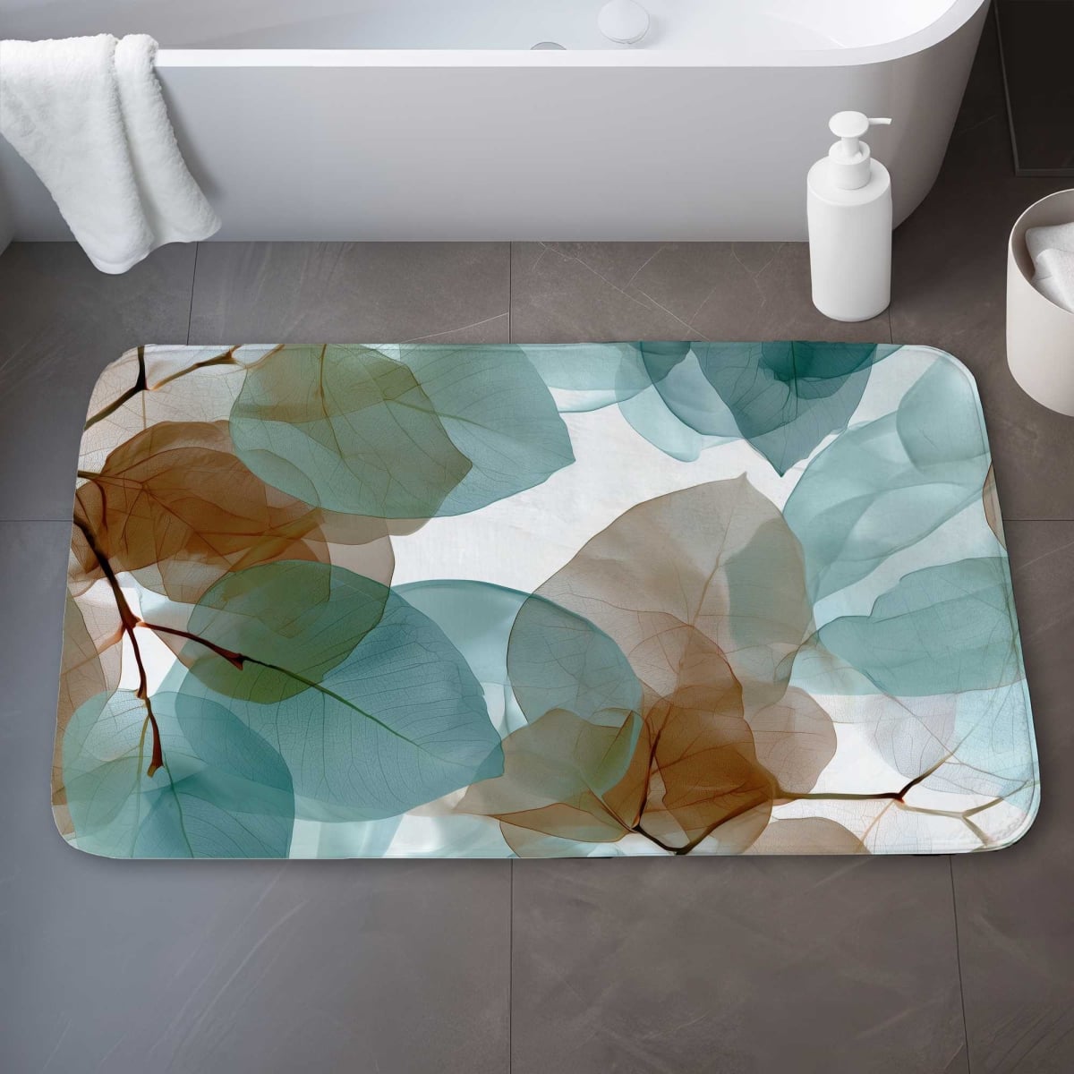 C1BM2134VX3BV5 21 x 34 in. Translucent Leaves Bath Mat - White Home Decor Accent