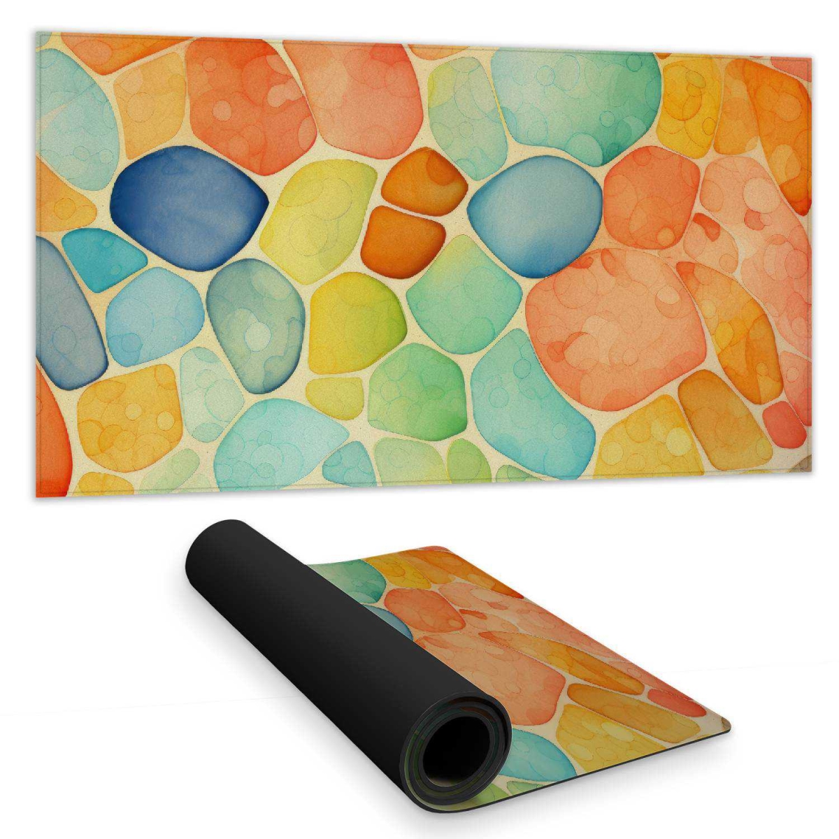 C1DM1531IIC2KY 16 x 32 in. Blobs Orange Desk Mat - Stylish Home Decor Accessory