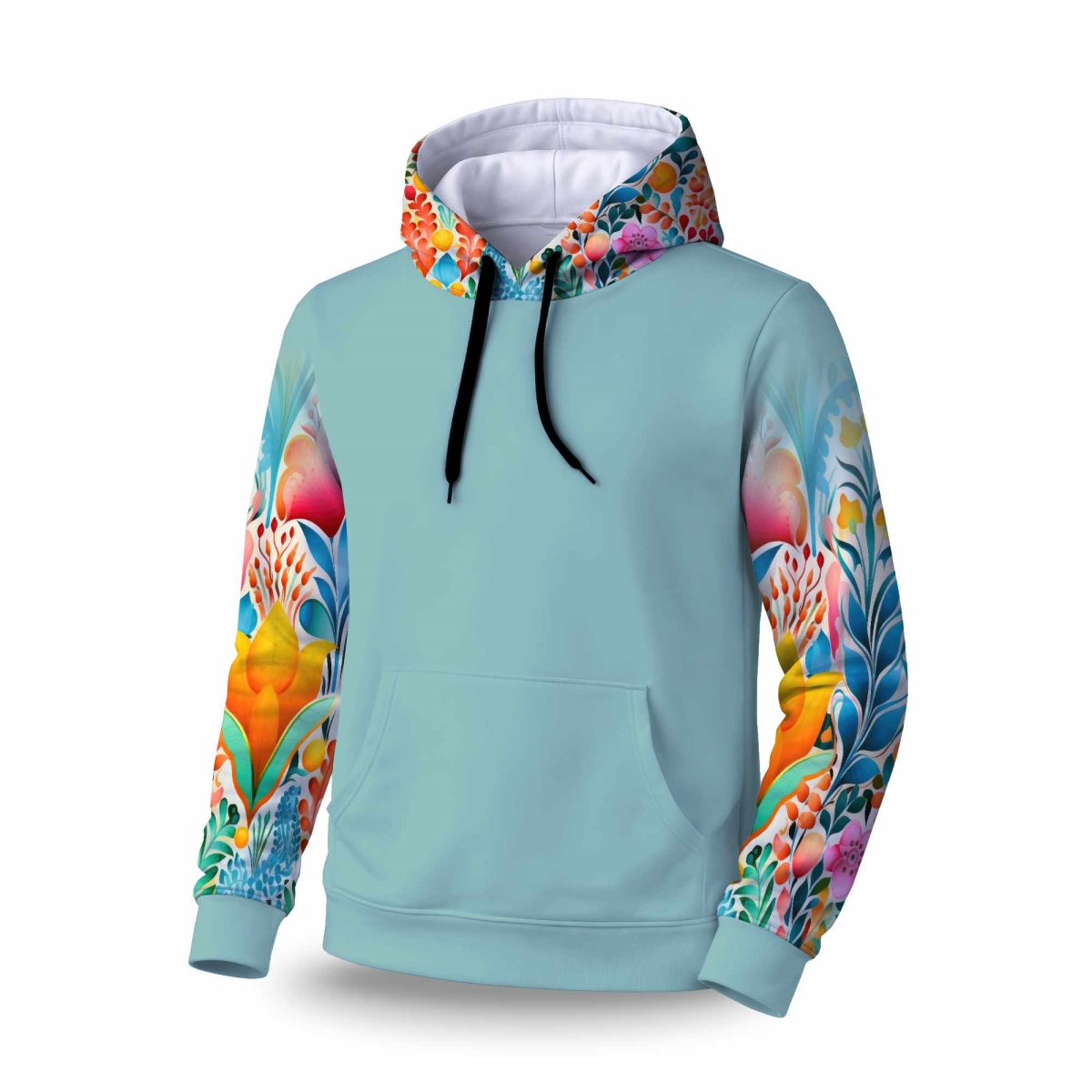 C1SPHXLG3V81UW Flowing Flowers Sleeve Pullover Hoodie - Stylish Apparel - Extra Large