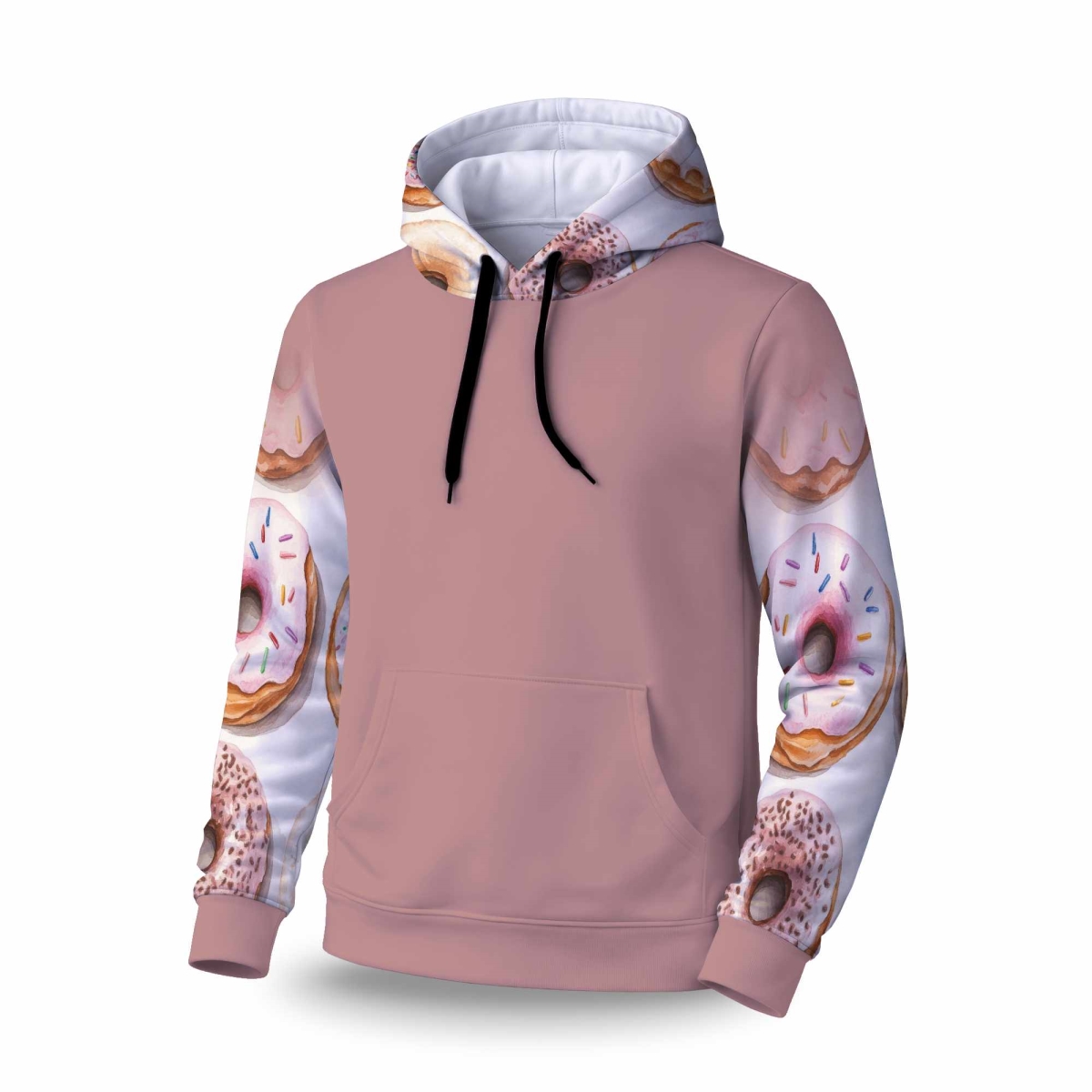 C1SPHXLGJTURZN Donuts Sleeve Pullover Hoodie - Stylish Apparel Hoodie - Extra Large