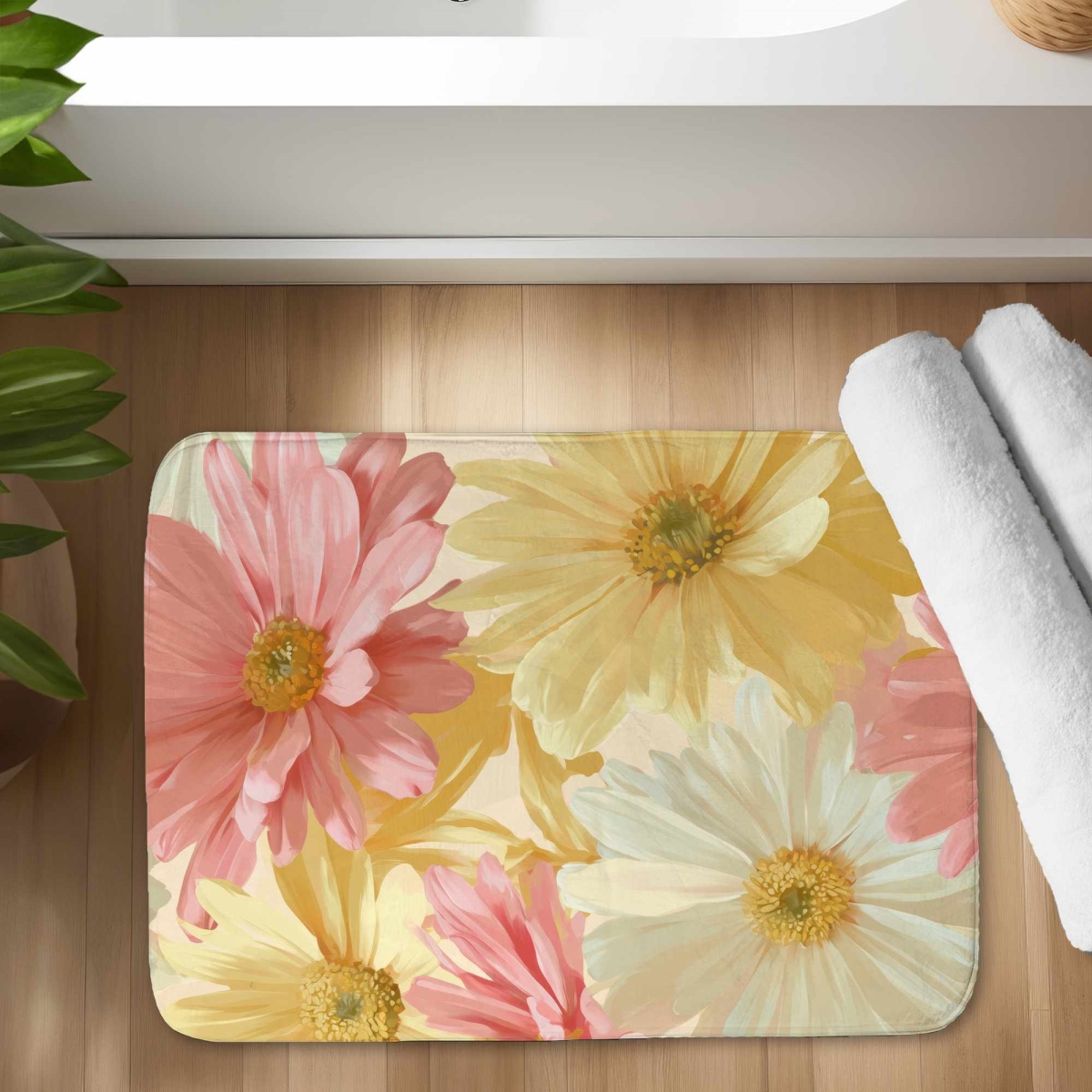 C1BM1724RBSBCB 17 x 24 in. Sunlit Daisy Dream Bath Mat - Cozy Home Decor Accent