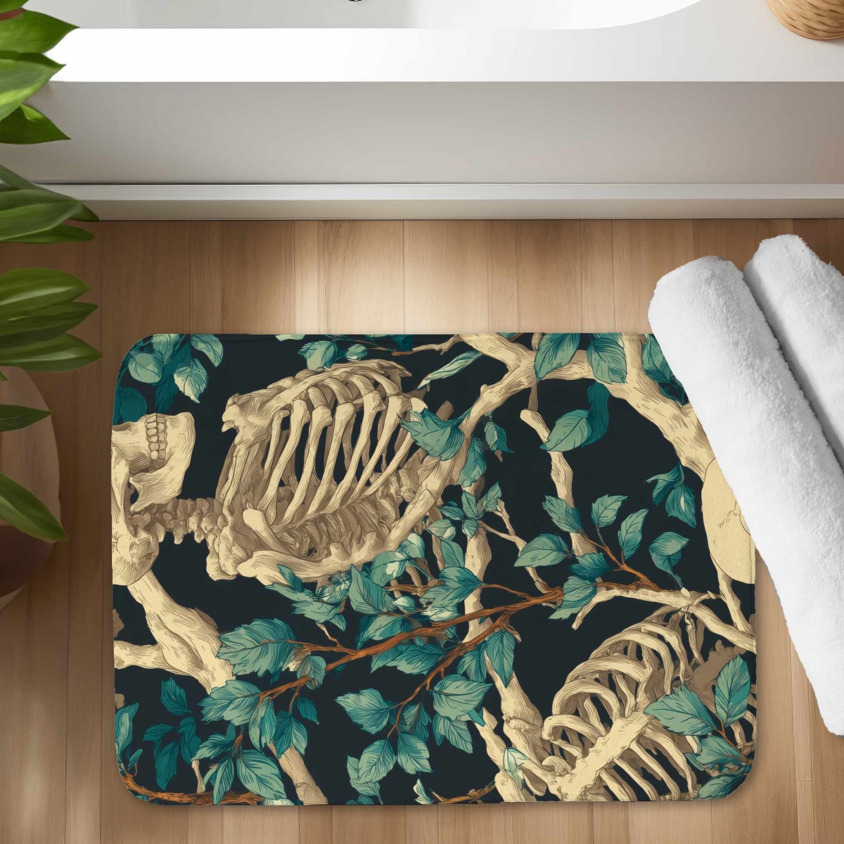 C1BM1724V1UTCZ 17 x 24 in. Sticks & Skulls Bath Mat - Unique Home Decor Accent