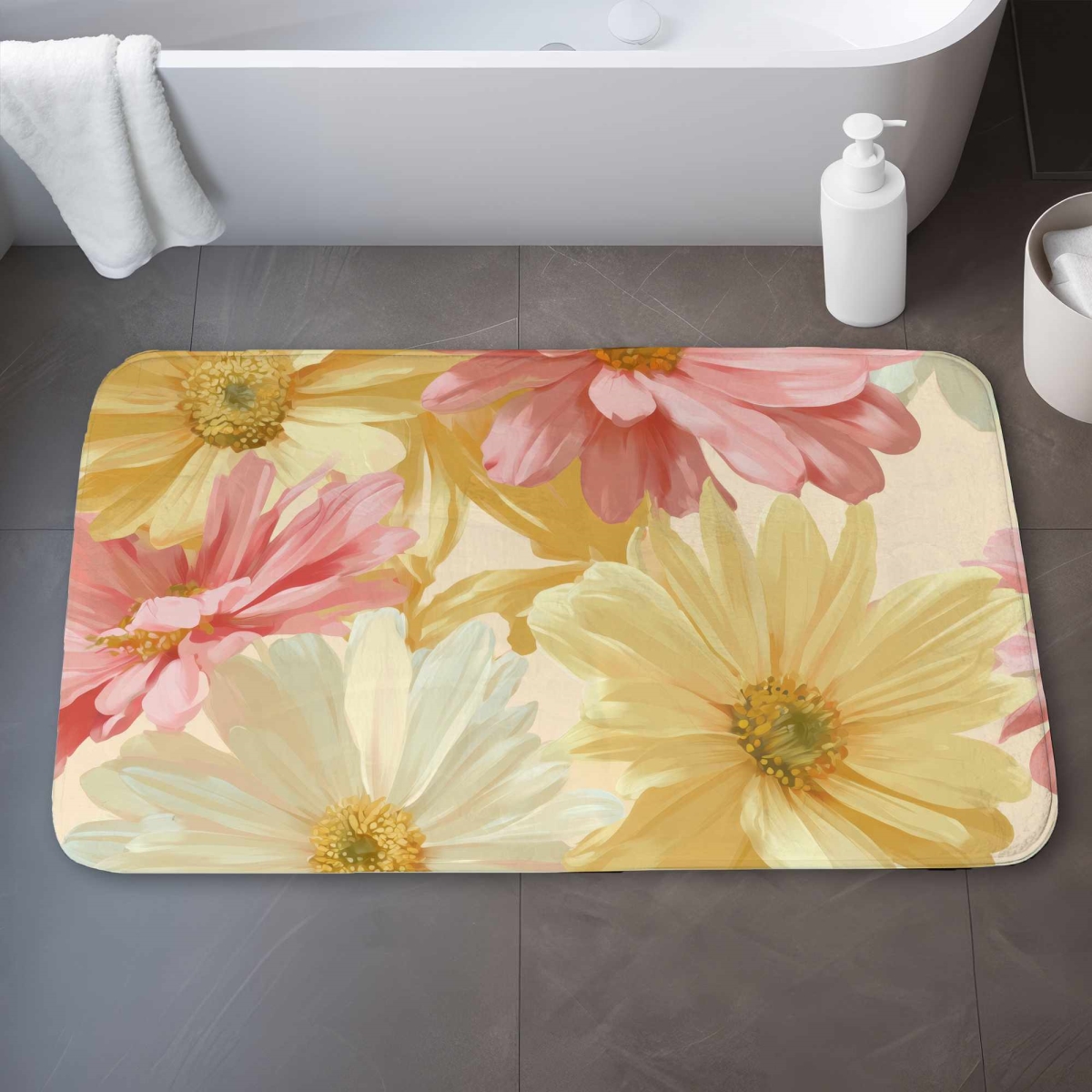 C1BM21345YPMVF 21 x 34 in. Sunlit Daisy Dream Bath Mat - Cozy Home Decor Accent
