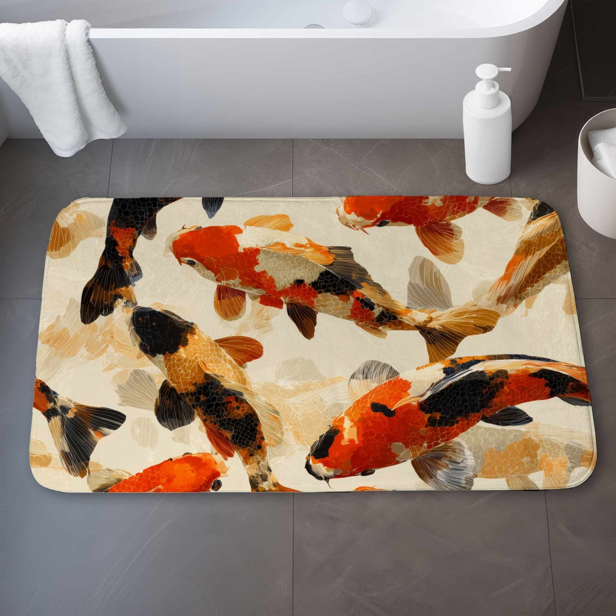 C1BM21348DWKTA 21 x 34 in. Koi Dance Flow Bath Mat - Stylish Home Decor Accent