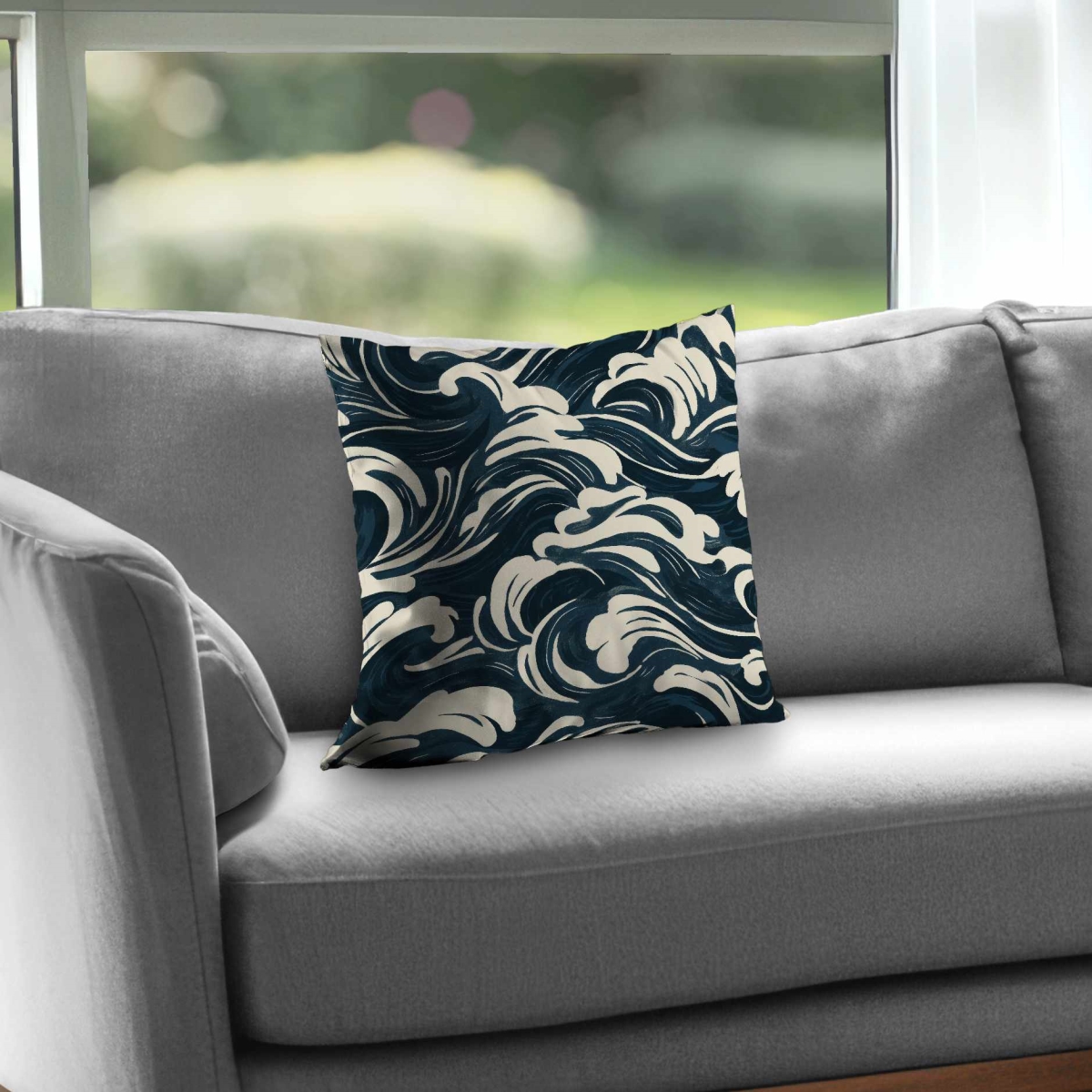 C1PT1616TY65L9 16 x 16 in. Midnight Ocean Flow Poly Twill Throw Pillow - Home Decor - Insert Included