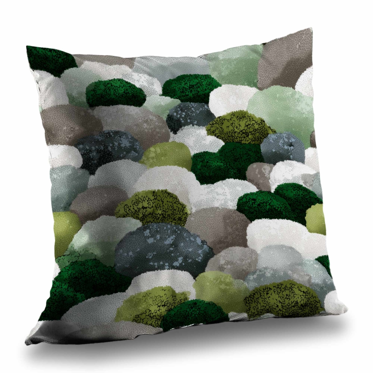 C1PT18185ONIEU 18 x 18 in. Mossy River Stones Poly Twill Throw Pillow - Home Decor - Insert Included