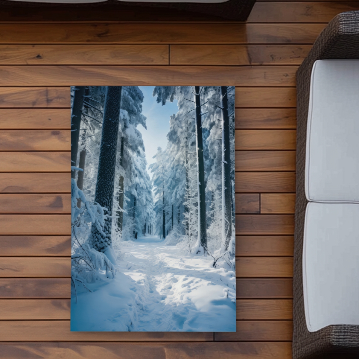 C1ROAR2357EPPD 2 x 3 ft. Cold Forest - White Outdoor Rectangle Area Rug for Home Decor
