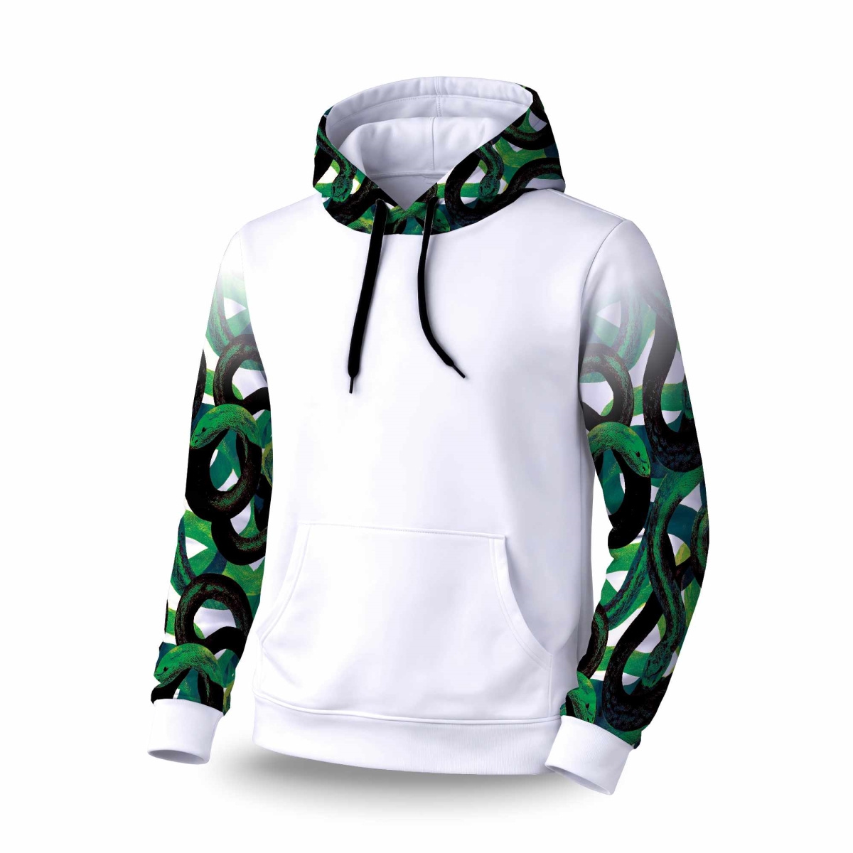 C1SPHXLGZTHY0G Emerald Coil Dance Sleeve Pullover Hoodie - Stylish Apparel - Extra Large