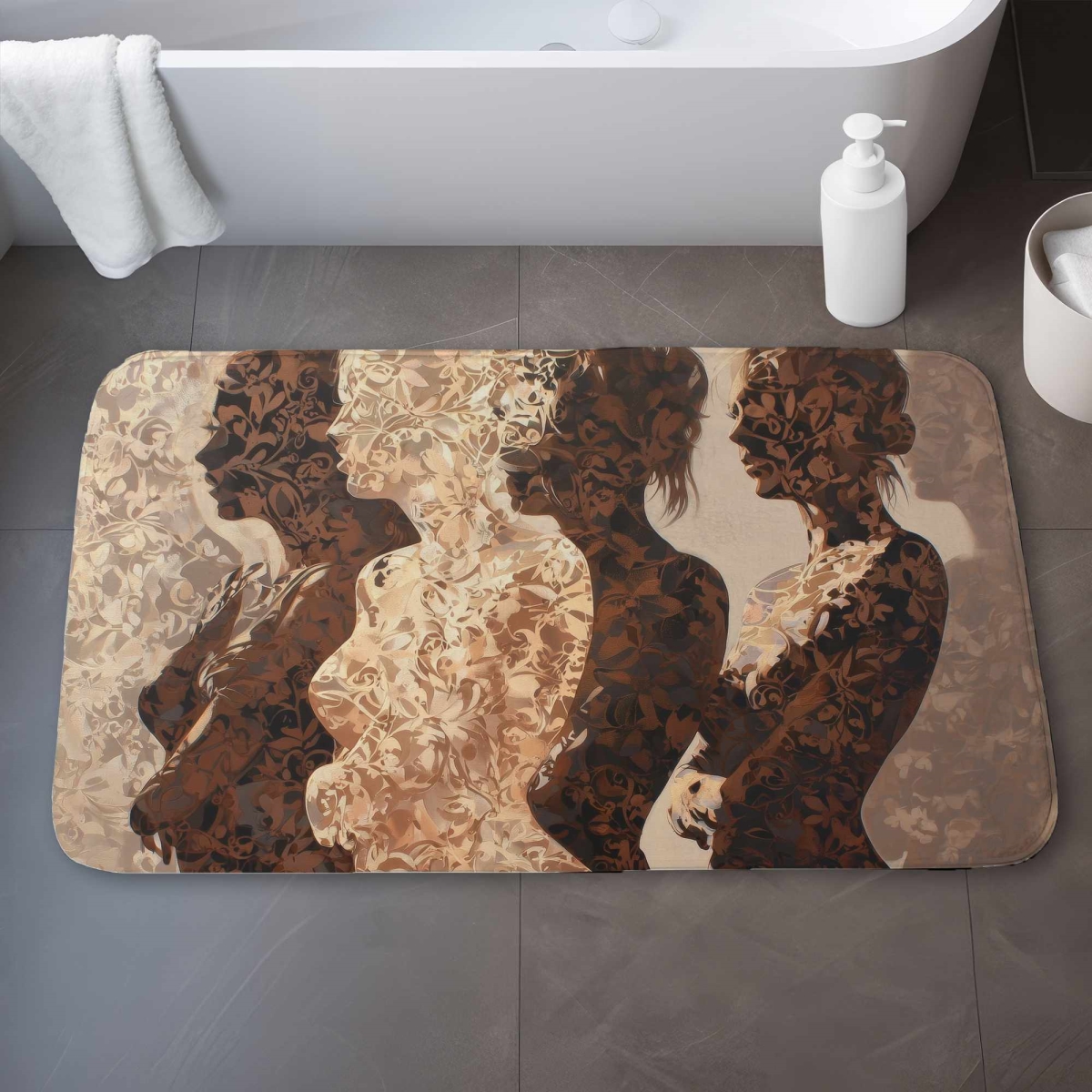 C1BM2134S86O67 21 x 34 in. Silhouettes Bath Mat - Stylish Home Decor, Soft & Durable