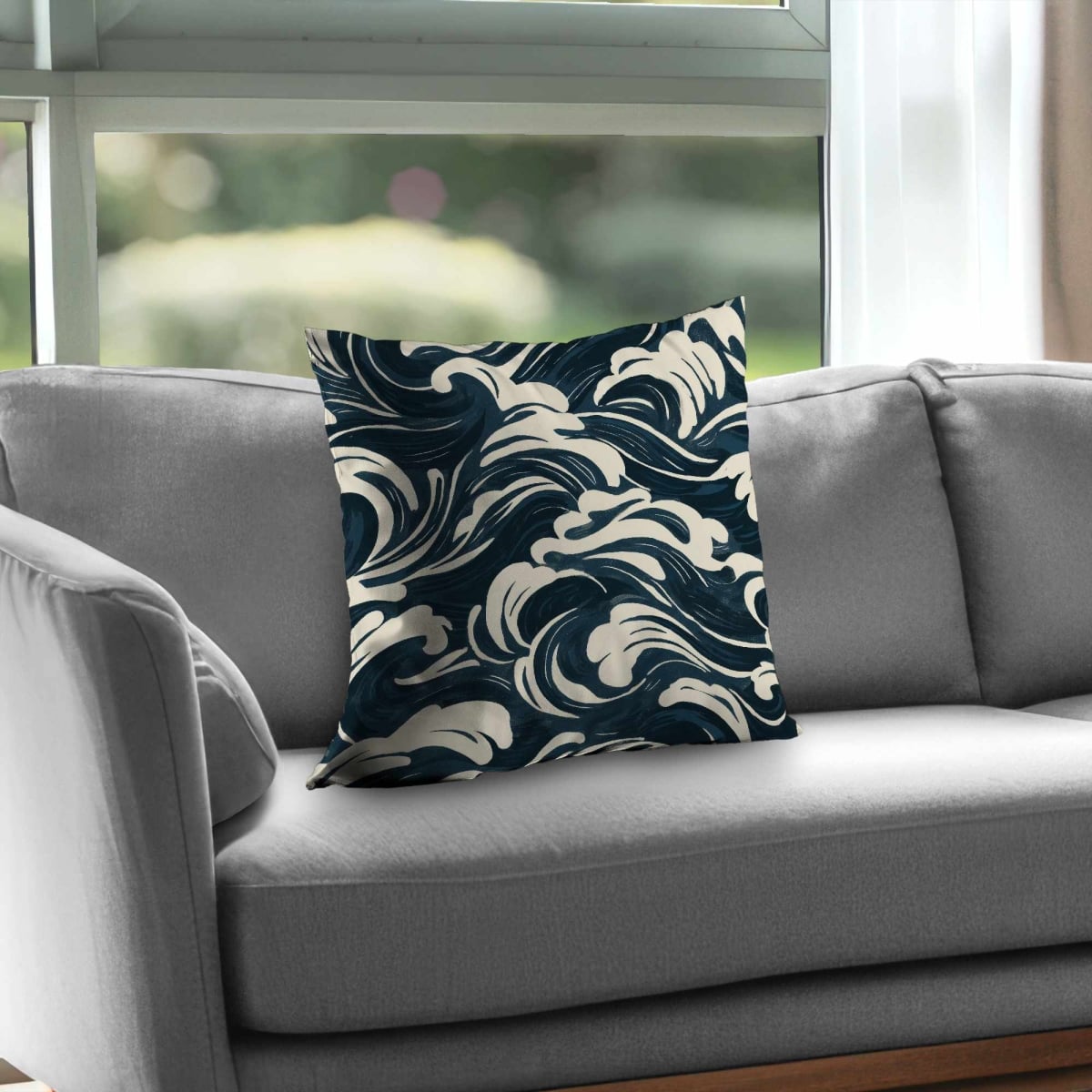 C1PT2020A6UETO 20 x 20 in. Midnight Ocean Flow Poly Twill Throw Pillow - Home Decor - Insert Included