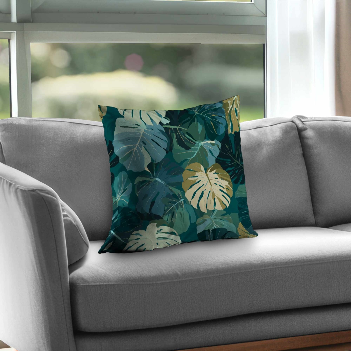 C1PT2020AD4US3 20 x 20 in. Tropical Leaf Veil Throw Pillow - Stylish Home Decor Accent - Insert Included
