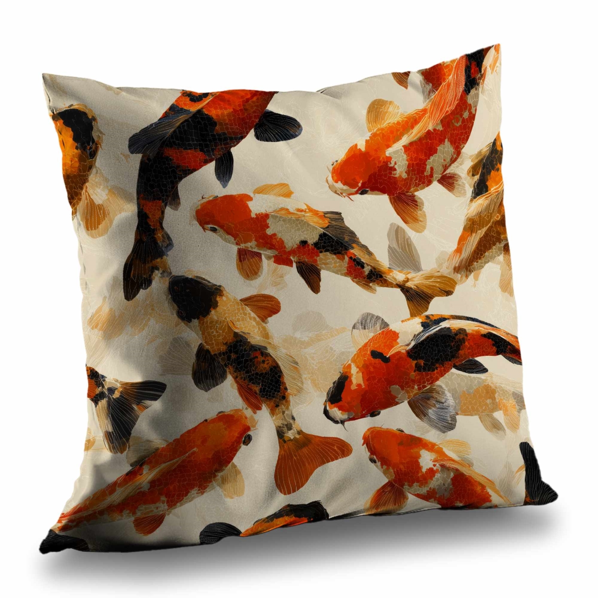 C1PT2020U6QYT7 20 x 20 in. Koi Dance Flow Poly Twill Throw Pillow - Home Decor Accent - Insert Included