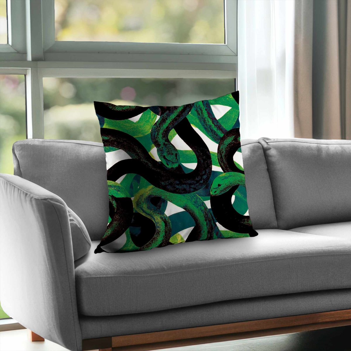 C1PT26264O7FLR 26 x 26 in. Emerald Coil Dance Poly Twill Throw Pillow - Home Decor - Insert Included