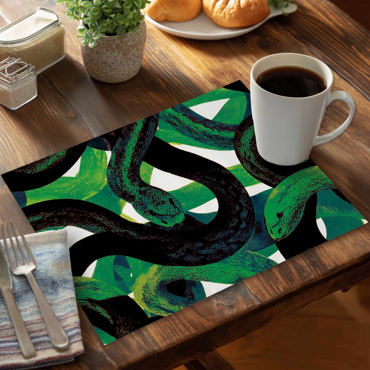 CPPM14187JWQAX 14 x 18 in. Emerald Coil Dance Placemat - Stylish Home Decor Accent