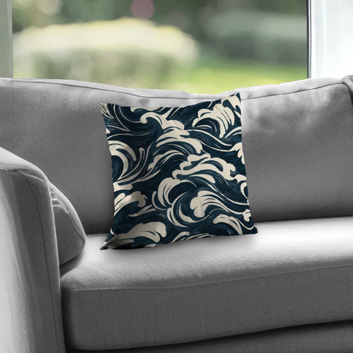C1PC1414EXOPYL 14 x 14 in. Midnight Ocean Flow Poly Twill Throw - Cozy Home Decor - Insert NOT included