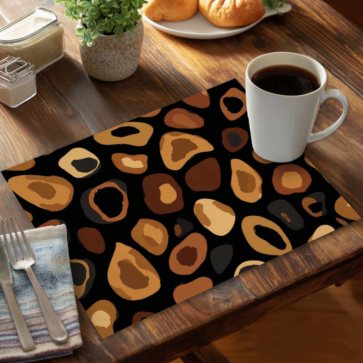 CPPM1418K3LMV9 14 x 18 in. Wild Earth Spots Polyester Placemat - Stylish Home Decor