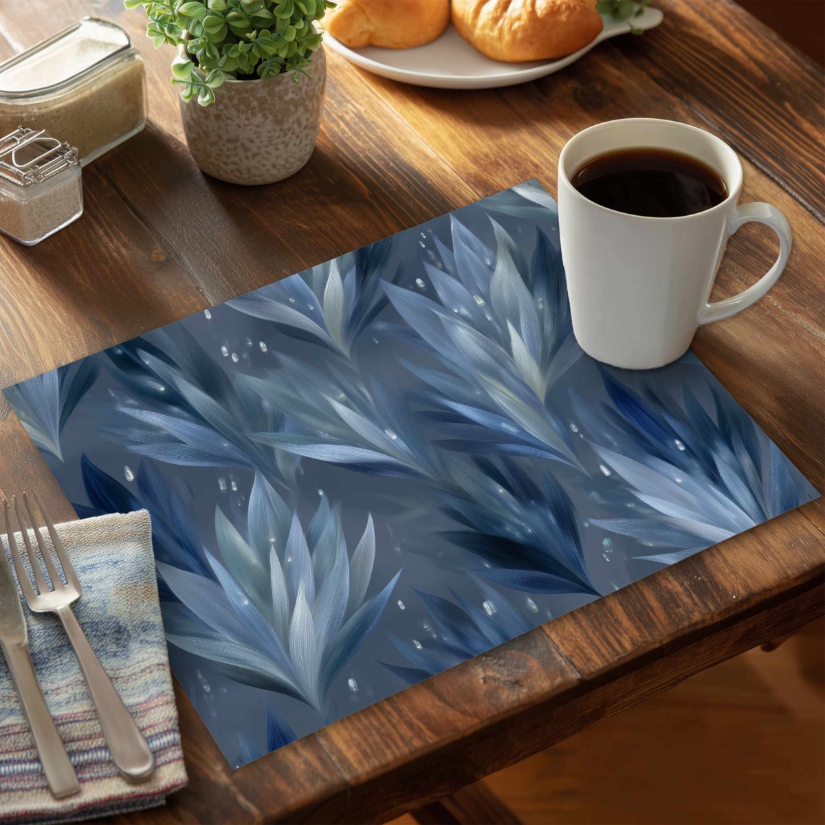 CPPM1418LSSJCA 14 x 18 in. Icy Leaves Placemat - Stylish Home Decor Table Accent