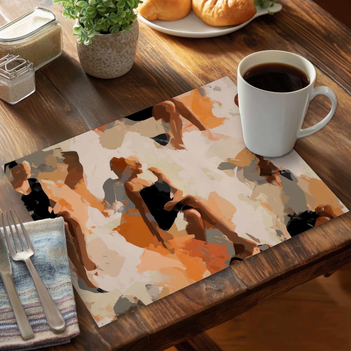 CPPM1418UCGQO2 14 x 18 in. Sitting Still Polyester Placemat for Stylish Home Decor