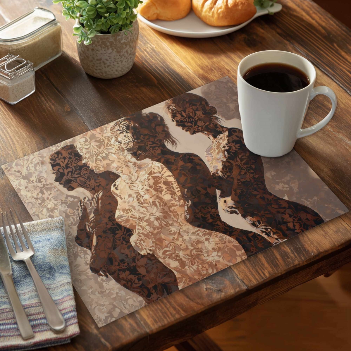 CPPM1418W1KRNI 14 x 18 in. Silhouettes Polyester Placemat for Stylish Home Decor