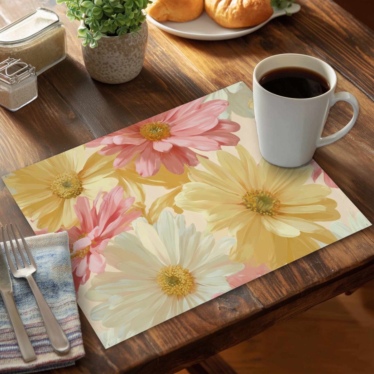 CPPM1418ZV91W4 14 x 18 in. Sunlit Daisy Dream Placemat - Elegant Home Decor Accent