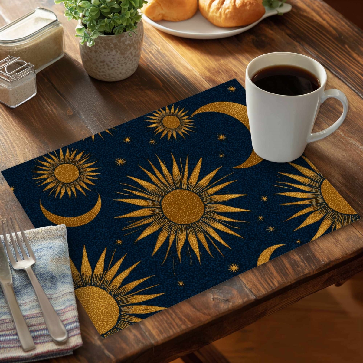 CPPM1418ZXB3A6 14 x 18 in. Golden Celestial Glow Placemat - Elegant Home Decor Accent