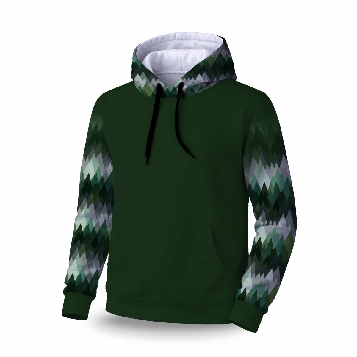 C1SPHLRGKNYENA Evergreen Peaks Sleeve Pullover Hoodie - Stylish Apparel - Large