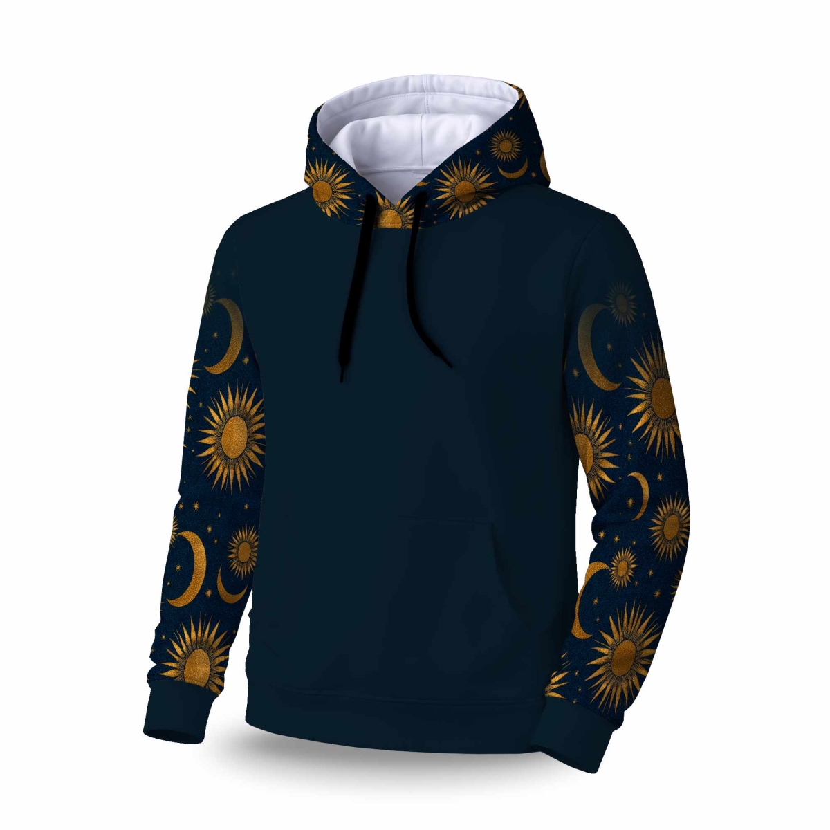 C1SPHLRGOIWP2F Golden Celestial Glow Sleeve Pullover Hoodie for Apparel - Large