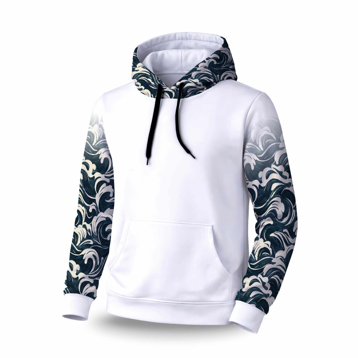C1SPHLRGONQQZ8 Midnight Ocean Flow Sleeve Pullover Hoodie - Apparel - Large