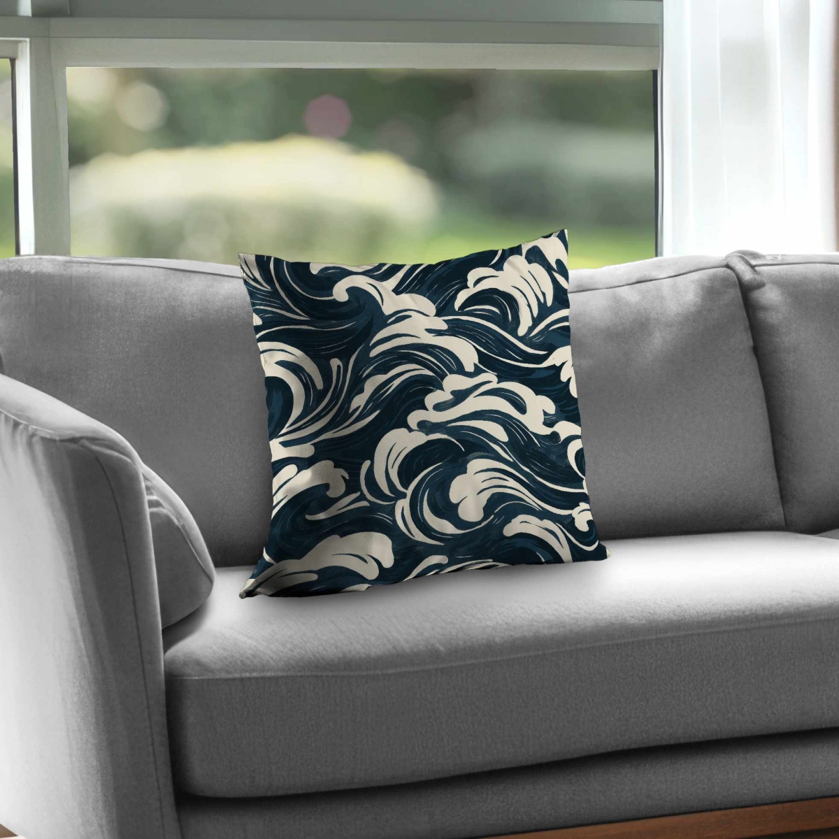 C1PC1818EKSFKJ 18 x 18 in. Midnight Ocean Flow Poly Twill Throw - Cozy Home Decor - Insert NOT included