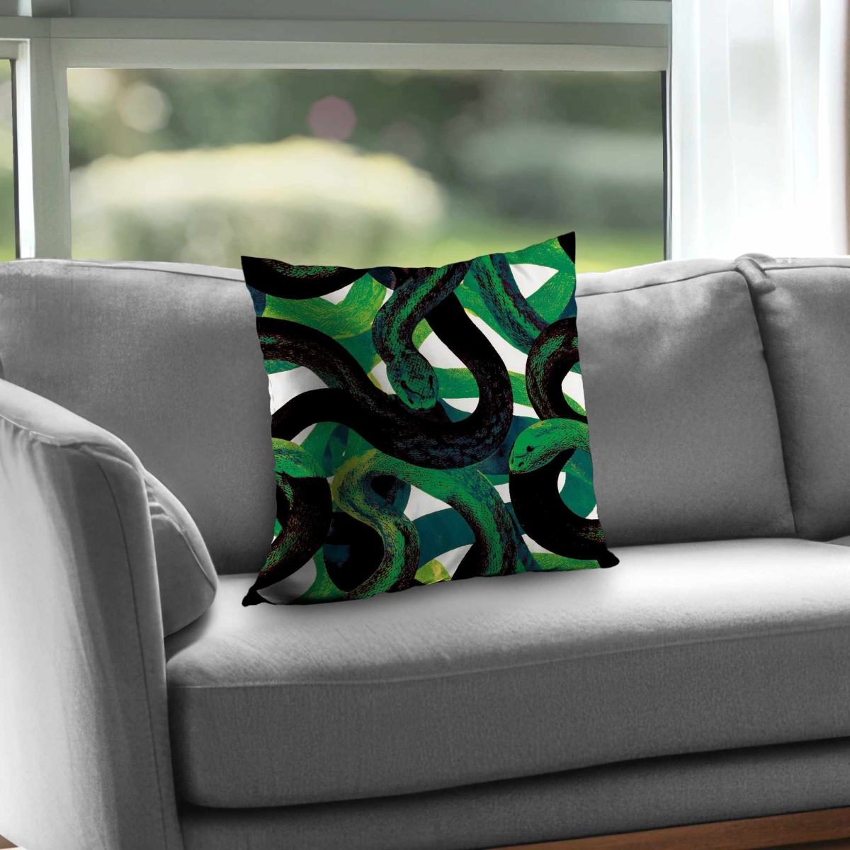 C1PC1818P6AB1I 18 x 18 in. Emerald Coil Dance Poly Twill Throw - Stylish Home Decor - Insert NOT included