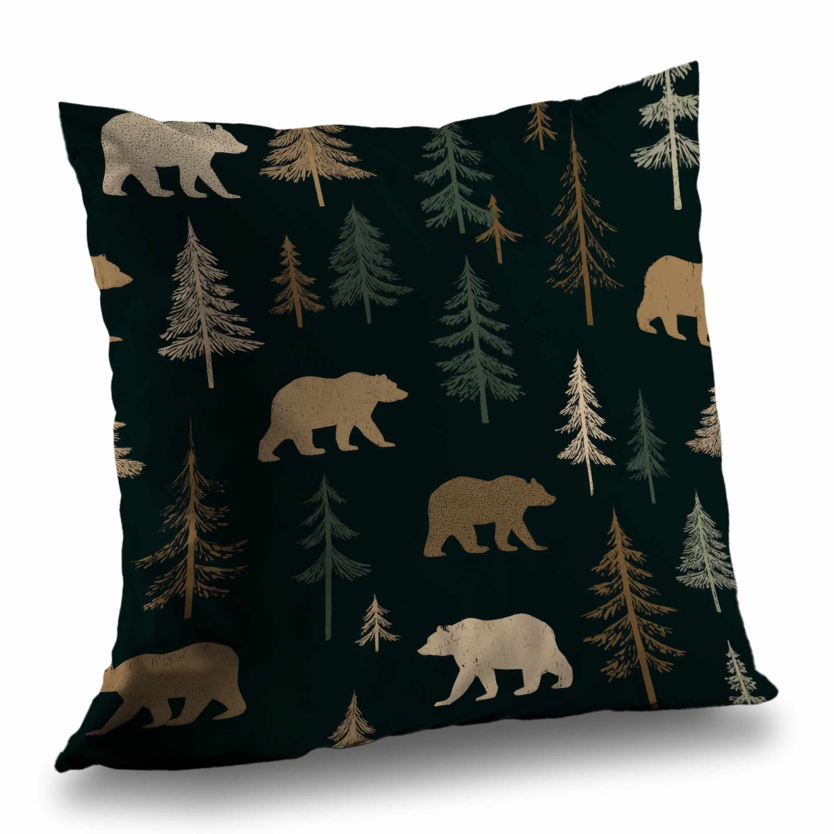 C1PC20202D2ATJ 20 x 20 in. Forest Bear Stroll Poly Twill Throw - Cozy Home Decor - Insert NOT included