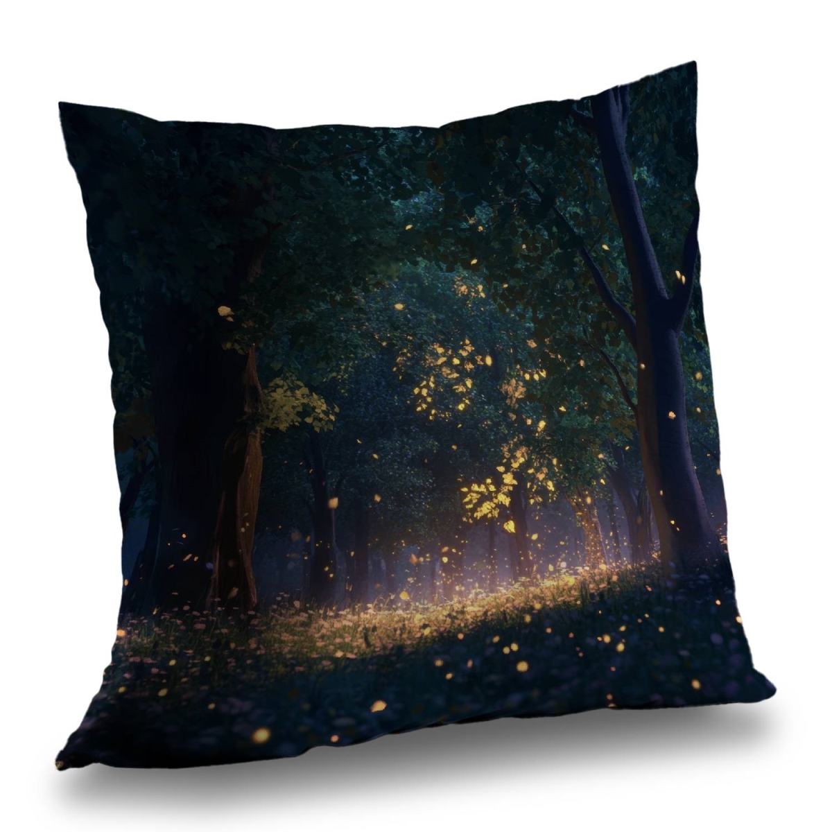 Concius Sales C1PT2020VDFFE6 20 x 20 in. Glowing Leaves Poly Twill Throw Pillow - Home Decor Accent - Insert Included