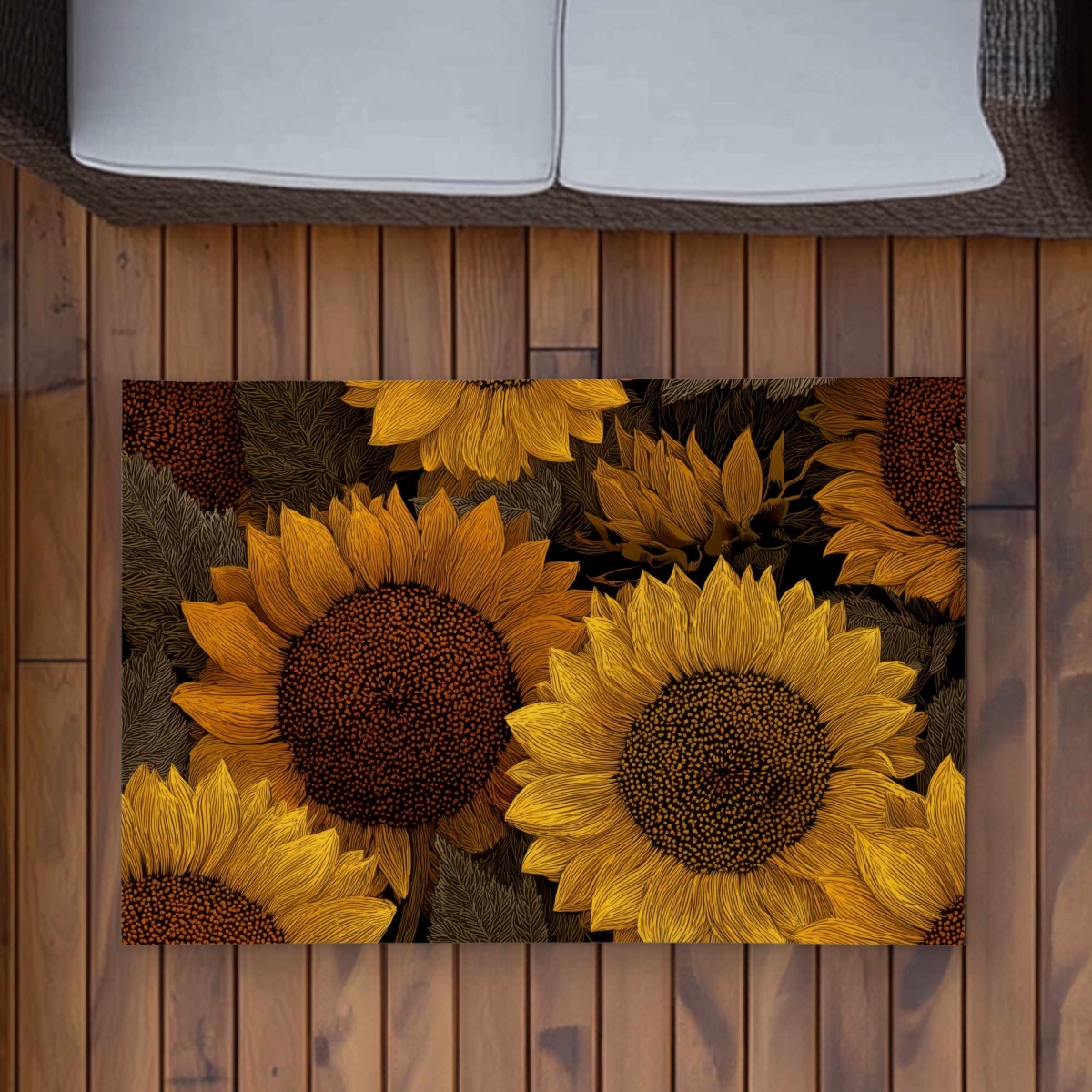 C1ROAR23942DFD 2 x 3 ft. Golden Glow Blooms Outdoor Rectangle Area Rug - Stylish Home Decor Rug