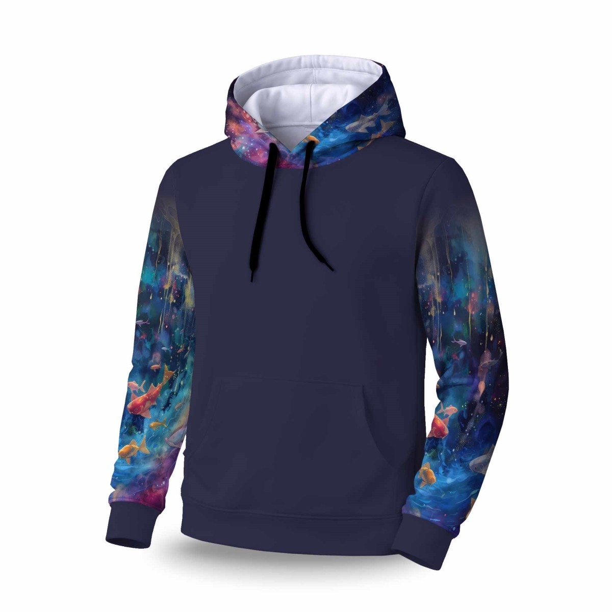 C1SPHLRGT5Q09W Milky Wave Sleeve Pullover Hoodie - Comfortable Apparel - Large