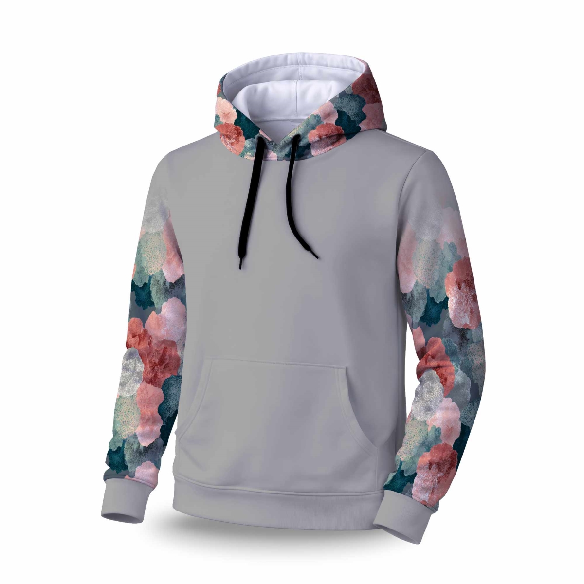 C1SPHLRGYHJOFS Whispering Coral Blooms Sleeve Pullover Hoodie Apparel - Large