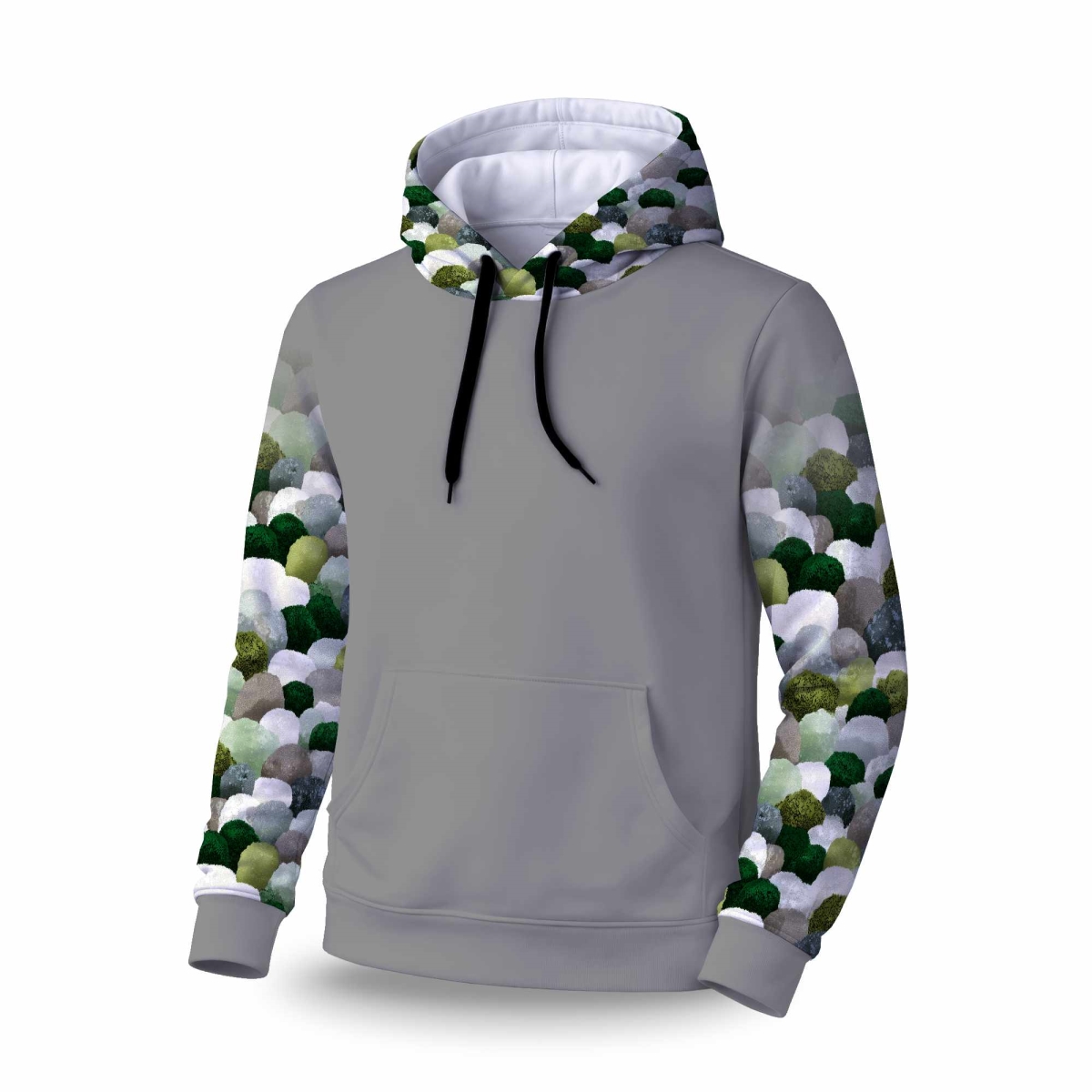 C1SPHMDM18LN44 Mossy River Stones Sleeve Pullover Hoodie - Cozy Apparel - Medium