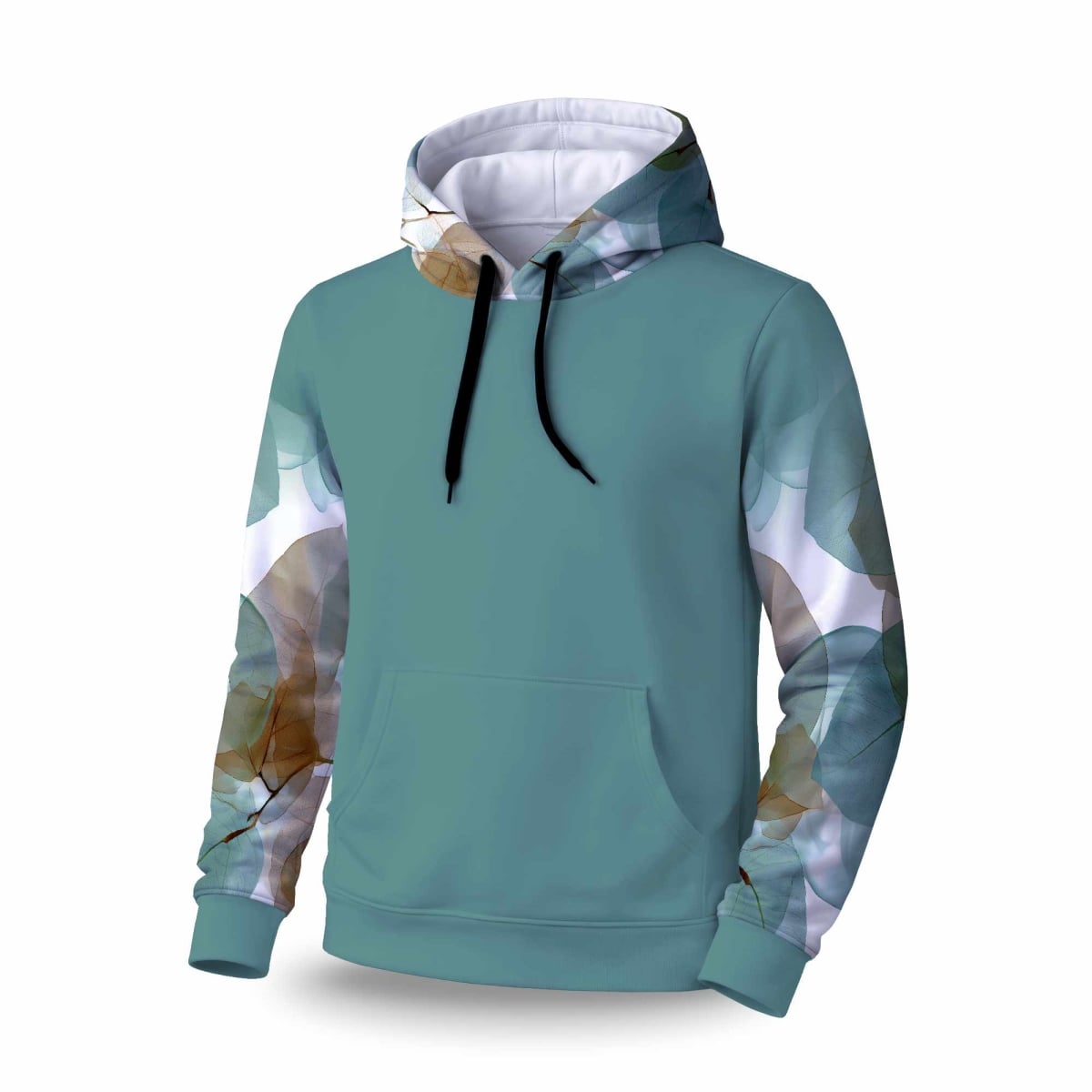 C1SPHMDMP3C8U9 Translucent Leaves Sleeve Pullover Hoodie - Stylish Apparel - Medium