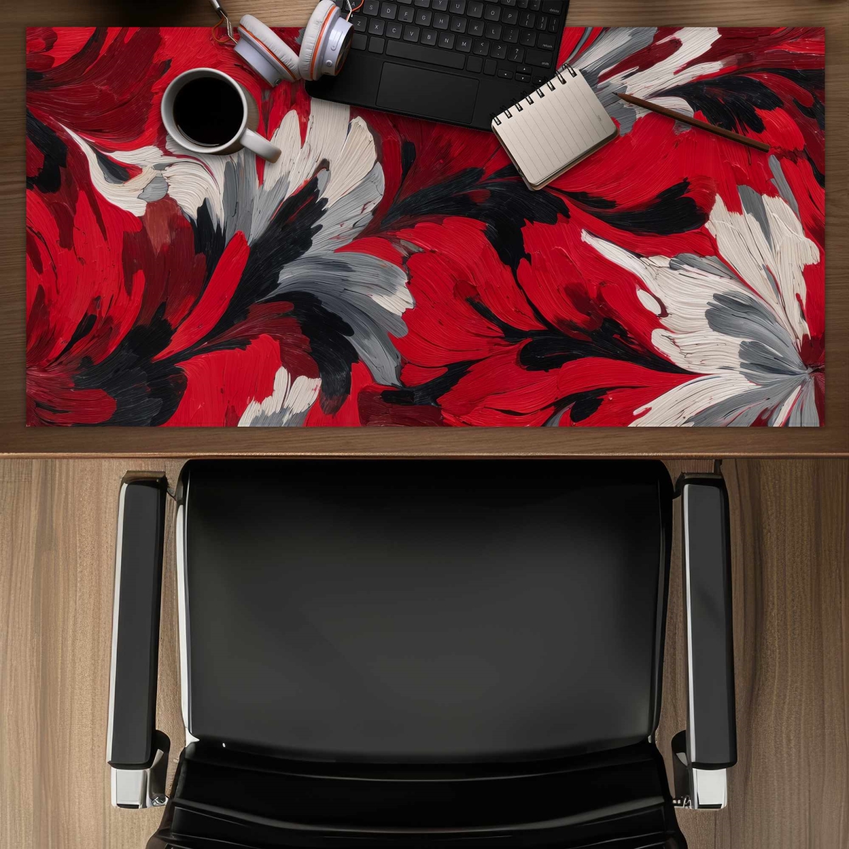 C1DM153152NSSH 16 x 32 in. Red Flow Desk Mat - Stylish Home Decor Accessory