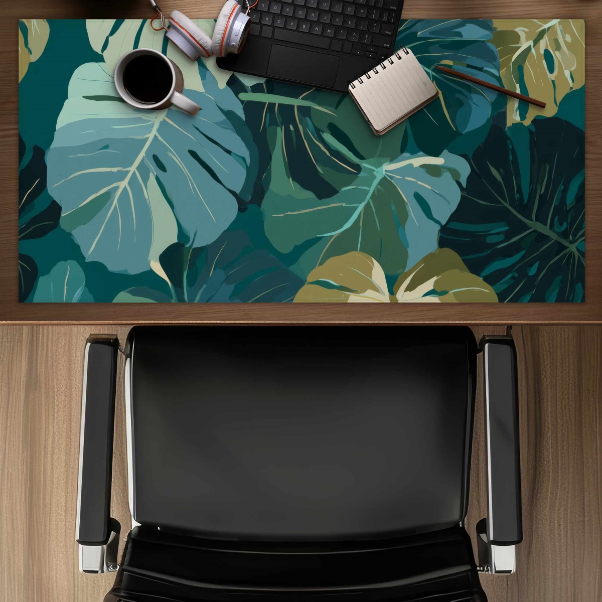 C1DM1531B71HCP 16 x 32 in. Tropical Leaf Veil Desk Mat - Stylish Home Decor Accessory