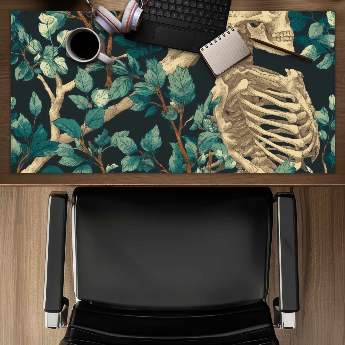 C1DM1531N6MKD6 16 x 32 in. Sticks and Skulls Desk Mat - Stylish Home Decor Accessory