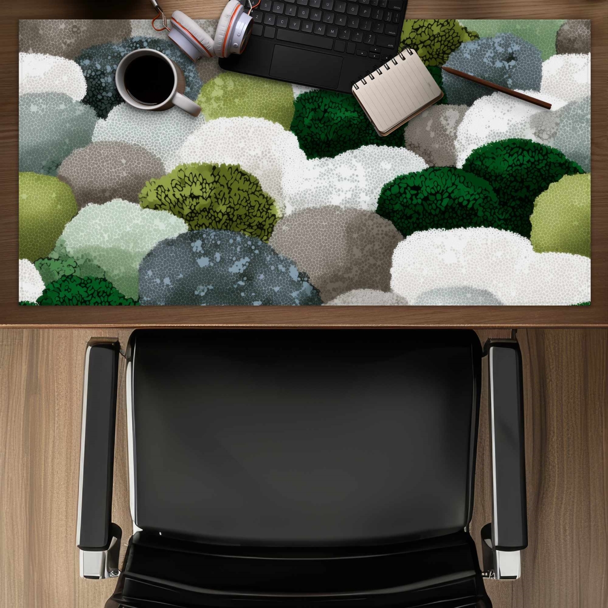 C1DM1531PT5J5E 16 x 32 in. Mossy River Stones Desk Mat - Stylish Home Decor Accent