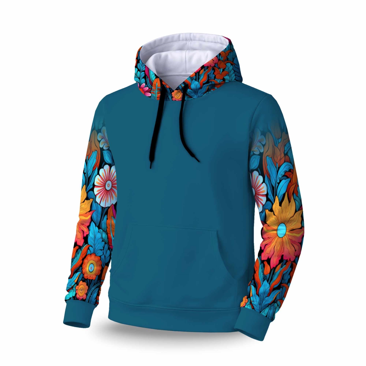 C1SPHMDMX33K04 Floral Hues Sleeve Pullover Hoodie - Stylish Apparel - Medium