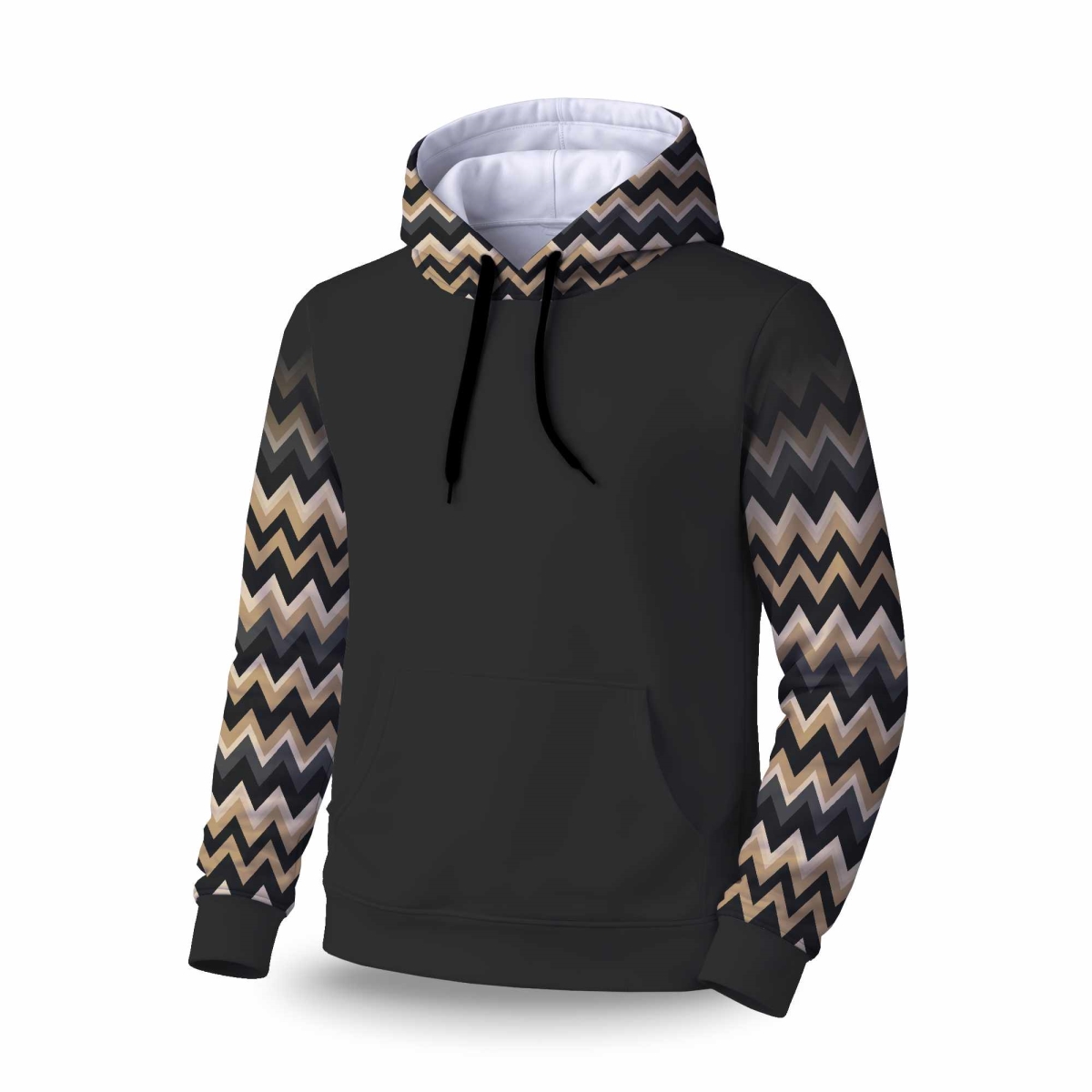 C1SPHSML11PZ7P Earth Tone Waves Sleeve Pullover Hoodie - Stylish Apparel - Small