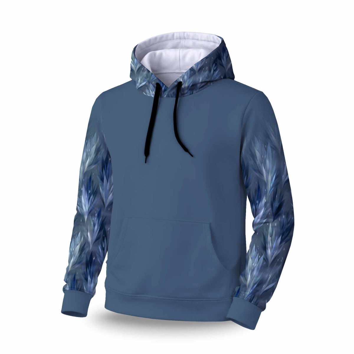 C1SPHSML2P7XDR Icy Leaves Sleeve Pullover Hoodie - Stylish Apparel - Small